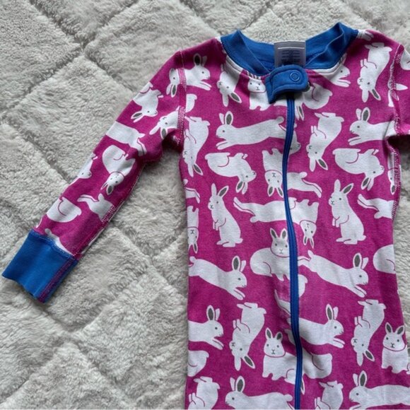 Hanna Andersson | Pink And White Bunny Rabbit Print Baby Zip Sleeper | Size 2T - Picture 5 of 9